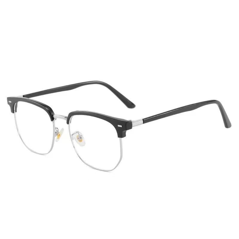 Gafas de media montura que cambian de color fotosensibles para hombres, cara grande, gafas de miopía de moda anti-luz azul, las mujeres pueden equiparse con ojos planos
