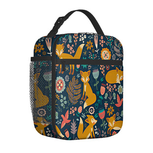Cross-border Hot-selling Fox Printed Meal Bag for Primary School Students Children's Portable Satchel Insulation Box Outdoor Camping Storage Bag