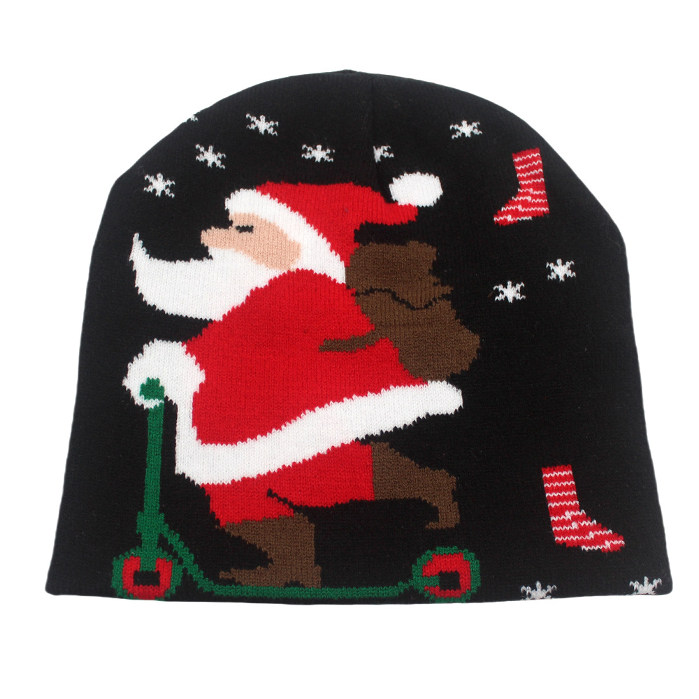 Nuovo Natale per la decorazione autunnale e invernale, caldo cappello lavorato a maglia, cappello di lana con renna di Babbo Natale_voghion.com