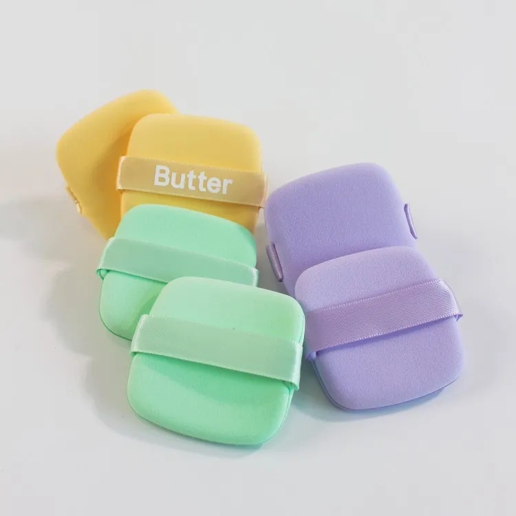 Mantequilla galleta polvo de maquillaje no comer polvo q bala cuadrada esponja de maquillaje cojín de aire concelador no pegado polvo utensilios de maquillaje