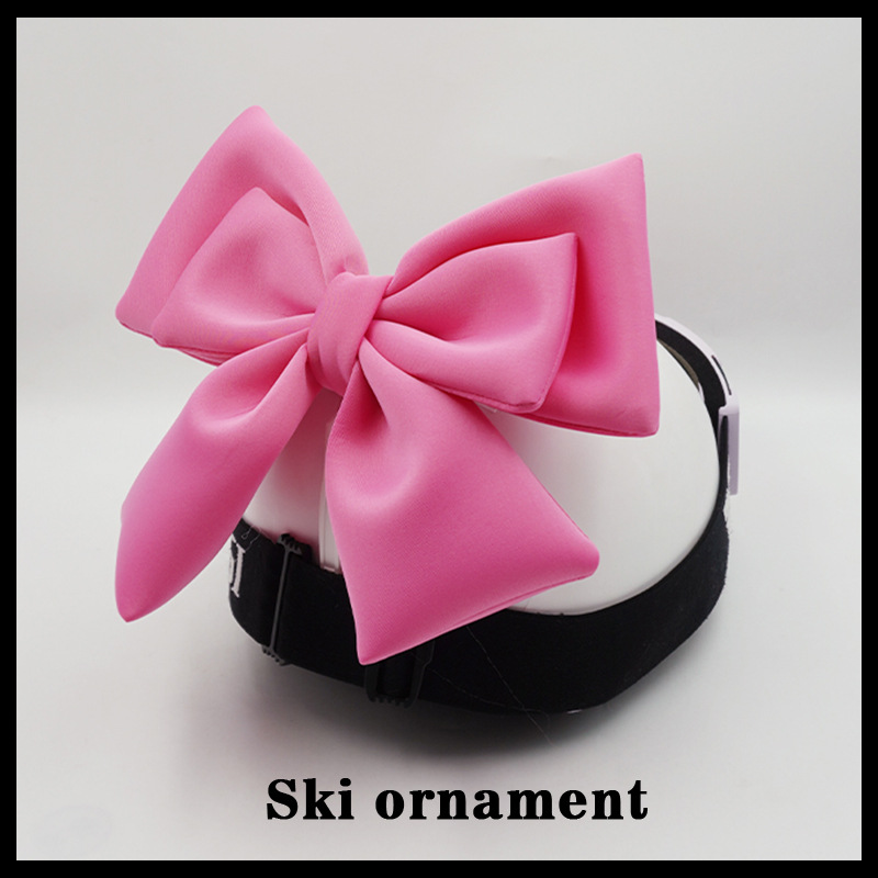 Cute Double Layer Bowknot Light Pink Decoration Snow Helmet Motorcycle Universal Helmet Accessories Detachable