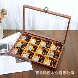 跨境木质唐卡收纳盒家用耳环项链整理盒透明亚克力盖佛牌收藏盒