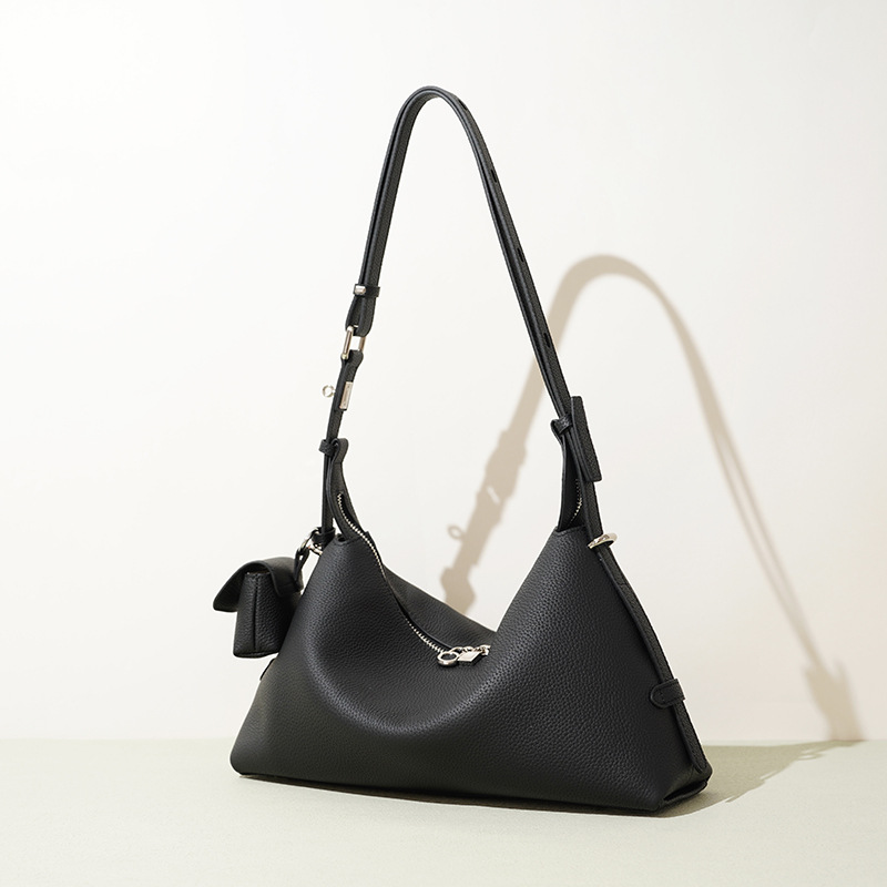 Women's Genuine Leather Handbag 2025 New Design Niche Crossbody Bag Korean Style Zipper Top Grain Cowhide Pillow Shoulder Bag - Thumbnail 3