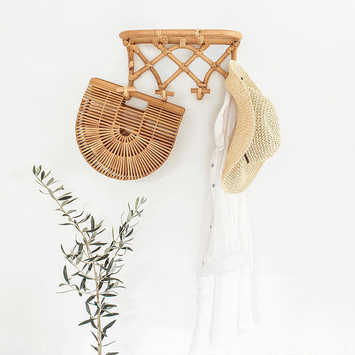Hecho a mano ins Retro Ropa de ratán real y gancho de sombrero simple gancho de pared gancho de ropa decorativa gancho de ropa de pasillo gancho de niños