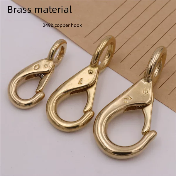Brass hook brass dog buckle round bottom bag with hook yellow handmade leather copper hook DIY leather luggage accessories