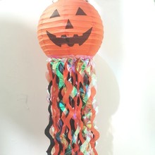 跨境万圣节装饰南瓜灯笼 鬼屋鬼节场地布置用品纸灯笼