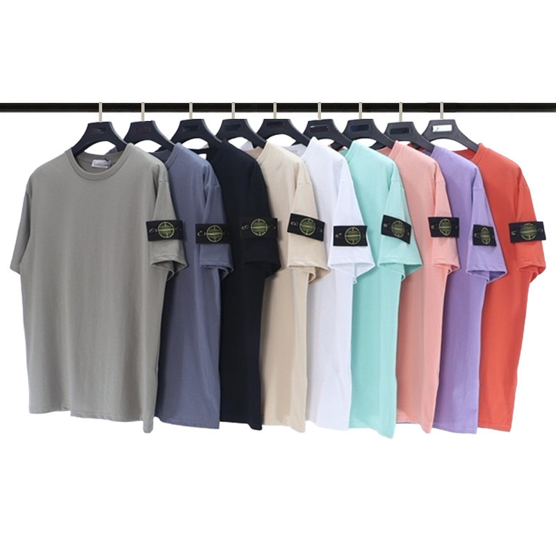 Cross-Border Foreign Trade Trendy Brand Stone Four-Tong Island Short-Sleeve T-Shirt Badge Armband Loose Round Neck Unisex Base Shirt Short-Sleeve Cross-Border Foreign Trade Trendy Brand Stone Four-Tong Island Short-Sleeve T-Shirt Badge Armband Loose Round Neck Unisex Base Shirt Short-Sleeve