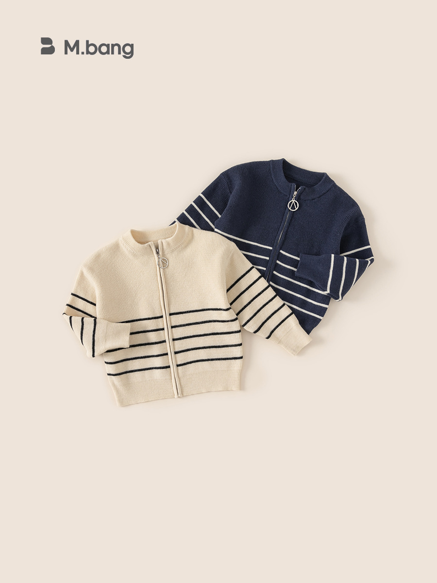 Yubao ropa para niños suéter rayado abrigo primavera y otoño nuevo chico coreano cremallera casual jersey