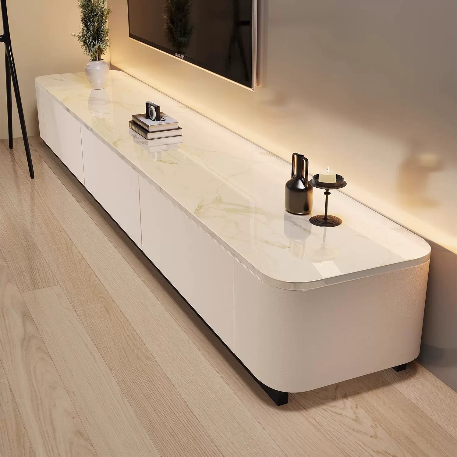 落地电视柜客厅家用岩板柜简约现代2025新款小户型储物柜岩板茶几