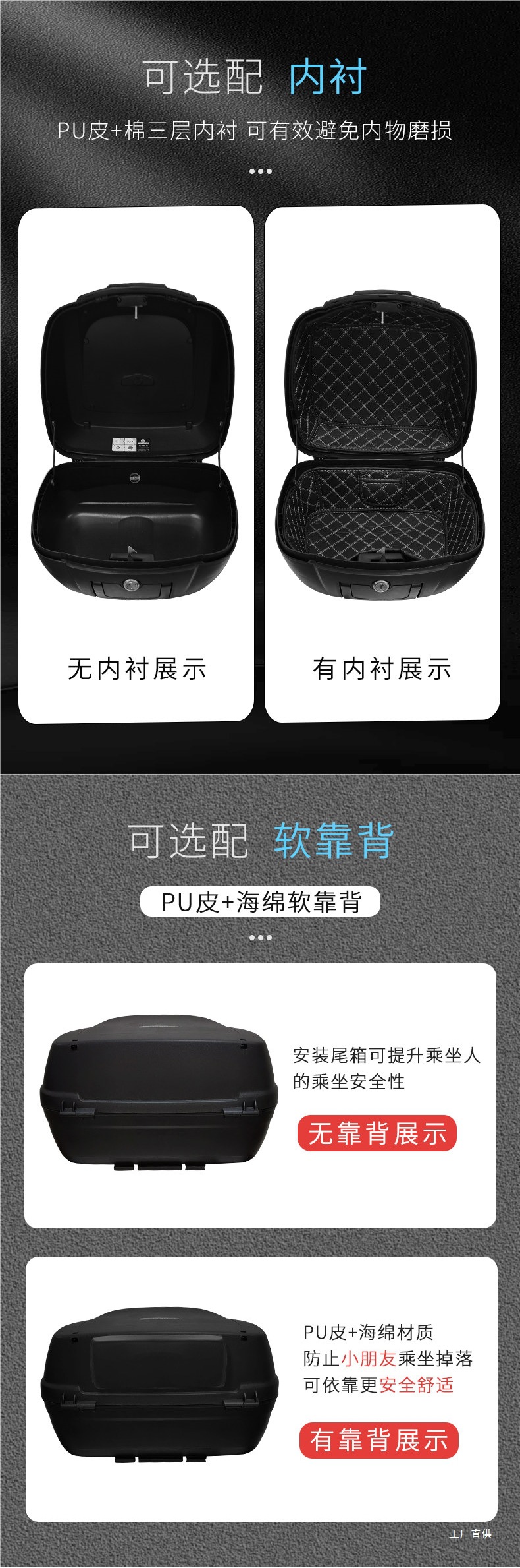 40-Liter Wanlihao E60 Motorcycle Tail Box, Scooter Tool Storage Box, Motorcycle Trunk by Tongpei Hui