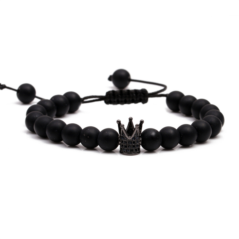 Retro Crown Beaded Artificial Gemstones Bracelets