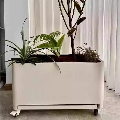 Caja de flores de balcón combinación de maceta de acero inoxidable terraza caja de plantación de tarjetas de escalones barandilla diseño gratuito caja de flores exclusiva