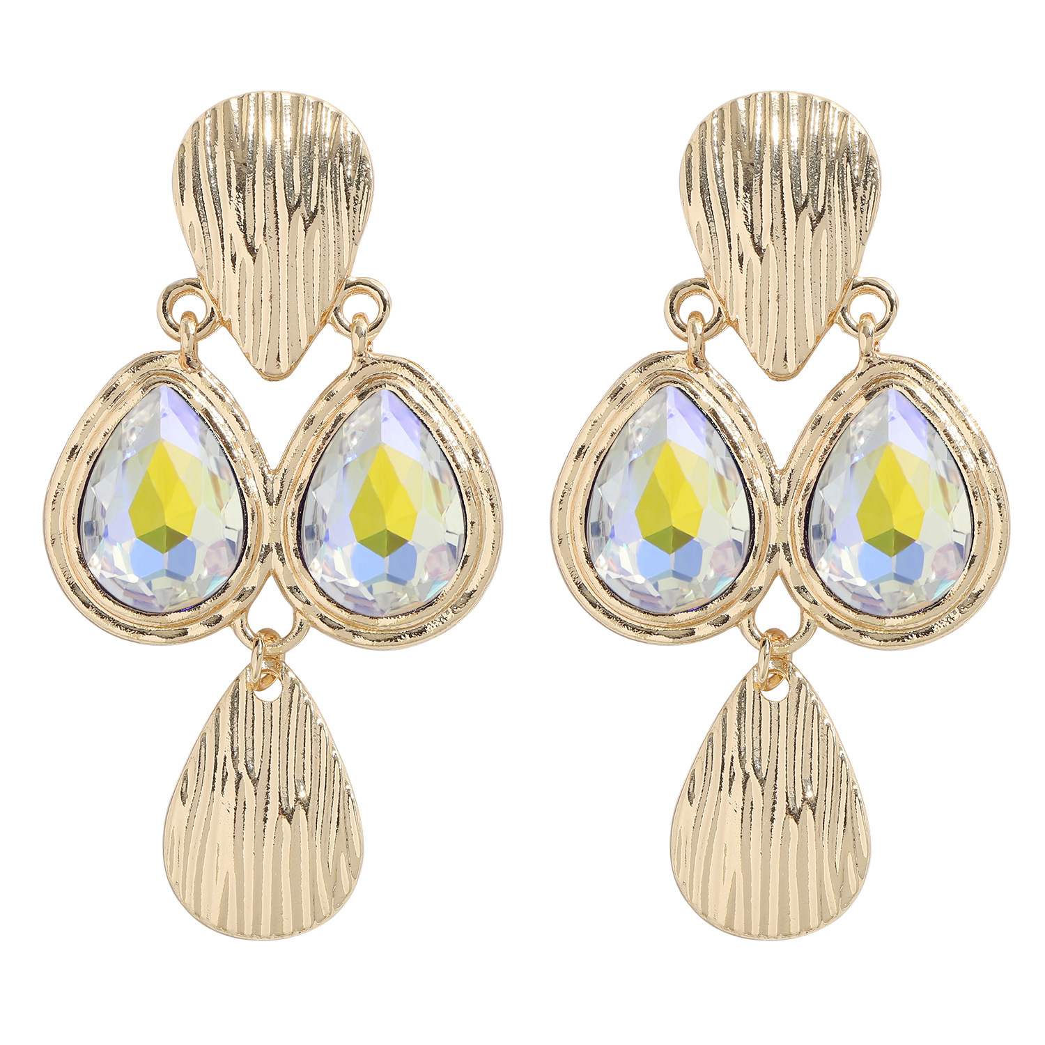 Fashion Alloy Inlaid Colorful Gemstone Drop-shaped Creative Earrings display picture 1