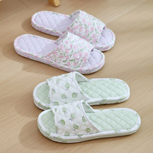 2026年新款小清新布底拖鞋布艺防滑胶粒静音无声室内木地板拖鞋女