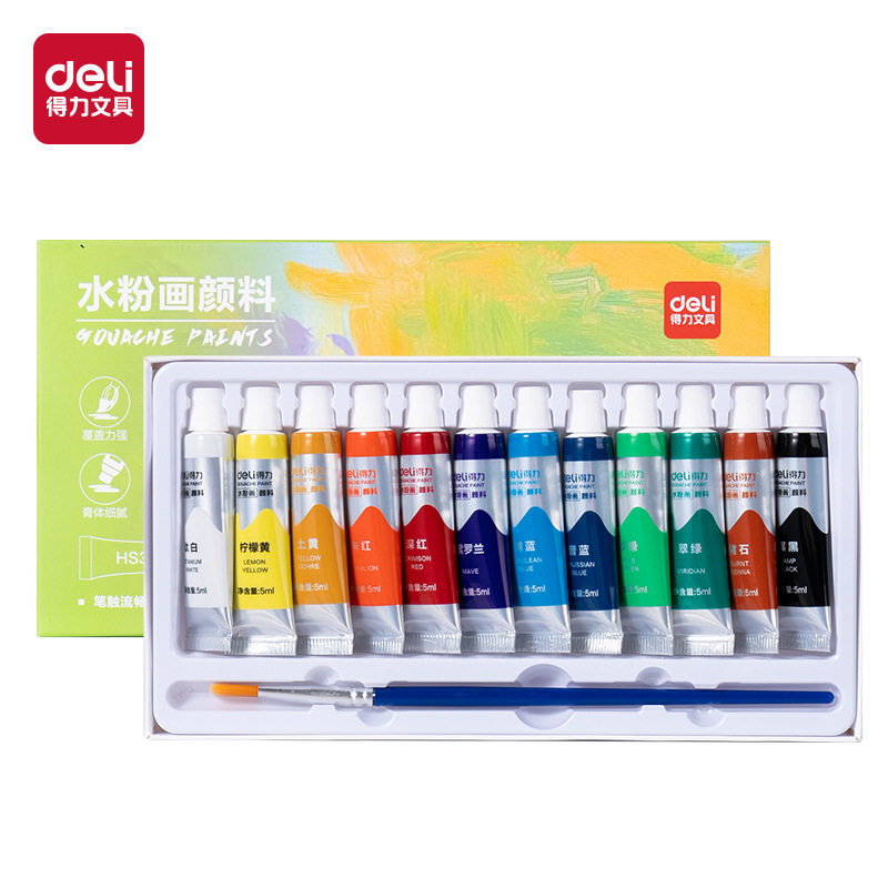 Deli Water Powder Paint Set for Students' Children's Art Painting Graffiti Paint Quick Drying 12/18/
