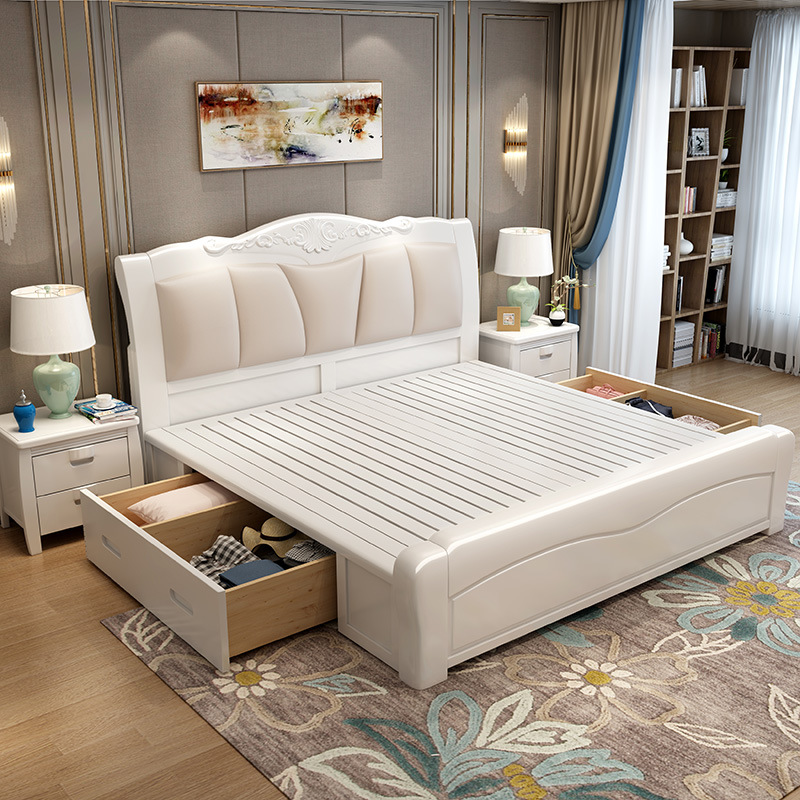 White furniture from natural wood for double