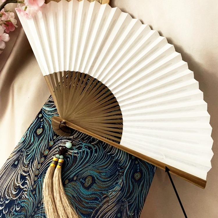 中国风30方8寸毛全本素面白色纸扇可双面素面串男士素面折扇子无