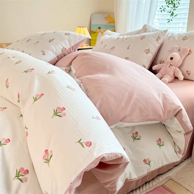 Cartoon Bear Bedding Set Soft Cloud Cotton Three Piece Sheet_voghion.com