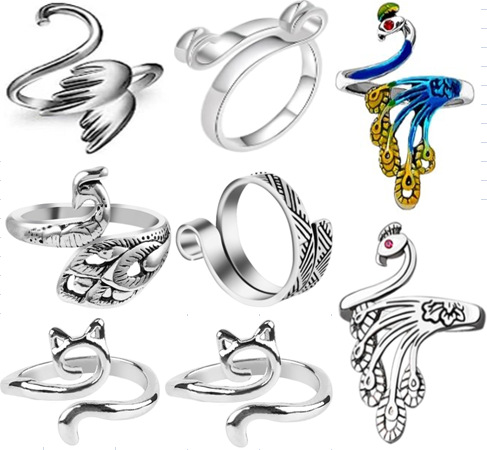 Ganchillo con hilo anillo cinta joyería gancho lana plata tailandesa apertura ajustable dedo índice tejido anillo de la cola con hebilla de marca