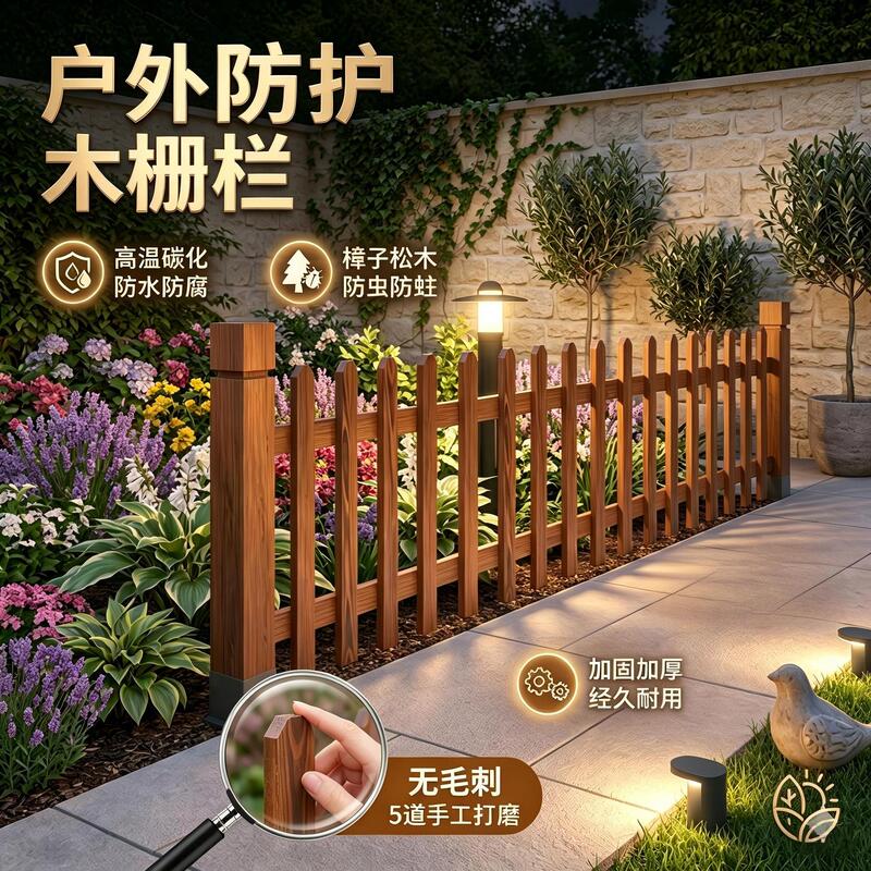 Anticorrosion Wood Fence, Garden Fence, Wooden Outdoor Guardrail, Courtyard Fence, Partition, Villa Courtyard Fence