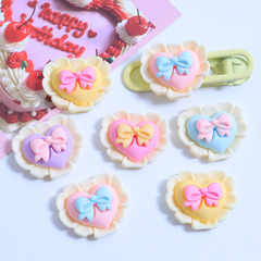 愛心領結 磨砂diy奶油膠自製手機殼髮夾冰箱貼樹脂配件飾品批發