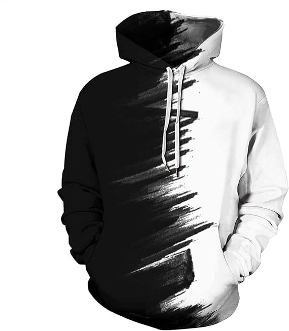 Primavera y otoño de los hombres, hombros anchos, mangas largas, cordón, bolsillo, suéter con capucha, 2024, venta caliente, color de contraste, impresión digital 3D