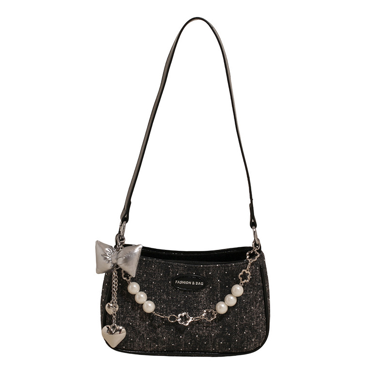 Versión coreana del bolso de nicho 2025 primavera y verano nuevo bolso femenino Gypsophila bolso de hombro con diamantes bolso de mensajero con cadena de cuentas