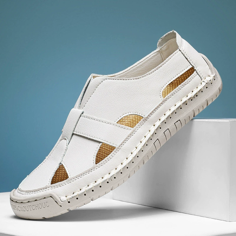 Летние сандалии с отверстиями для трансграничных поставок 2025 года, ручной работы, мужские повседневные дышащие слипоны, пляжная обувь для пар, женские туфли большого размера