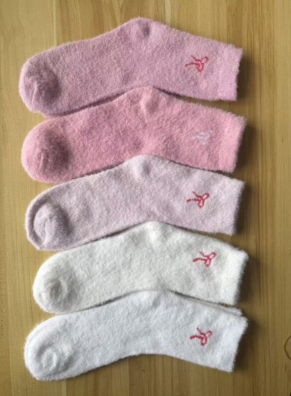 袜子女冬季水貂绒蝴蝶结毛绒袜可爱甜美中筒袜加厚保暖睡眠袜|undefined