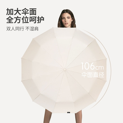 24-bone large automatic umbrella for women, rain or shine, reinforced wind-resistant folding sun umbrella for men, sun protection, UV shading