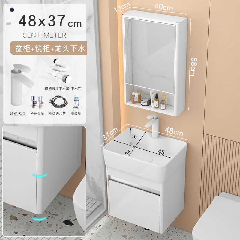 armario de baño de arco de acero inoxidable pequeño tipo cerámico lavabo integrado pequeño tamaño lavabo armario combinado lavabo