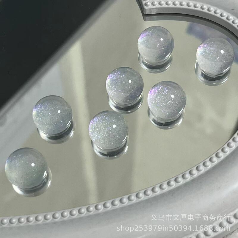 2023 New imitation cat's eye white semicircle card 14mmdiy handmade hole shoes buckle goo card decoration material