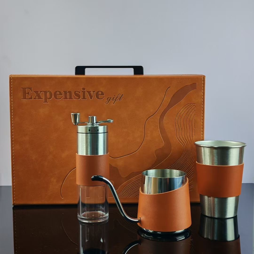 Regalos de negocios Kit de café de campamento al aire libre utensilios de café molino de mano Kit de cafetera Taza de café