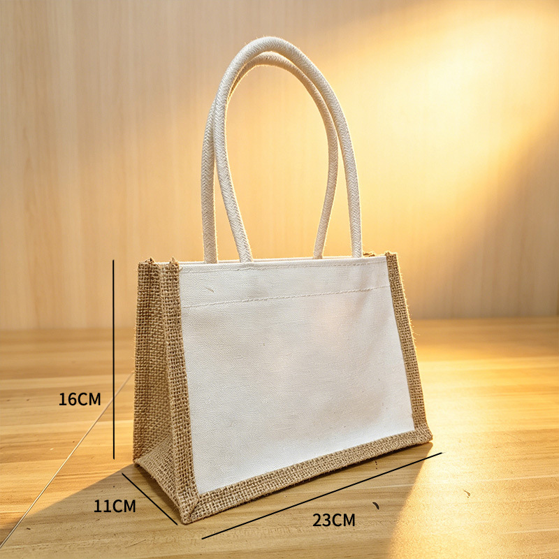 Bolsas de lona y lino personalizadas, bolsas de yute tridimensionales pintadas a mano, bolsas de compras, bolsas de algodón y lino en blanco para patchwork, bolsas de regalo de Año Nuevo. image 13