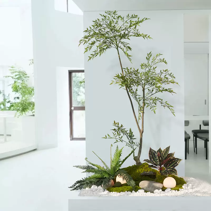 仿真绿植室内假植物造景组合微景观诧寂风玄关楼梯角落软装摆件