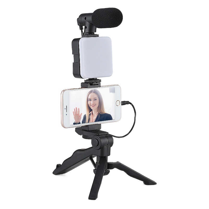 Venta caliente transfronteriza multifuncional escritorio belleza pierna bolsillo llenar luz con micrófono traje SLR Luz de Conferencia