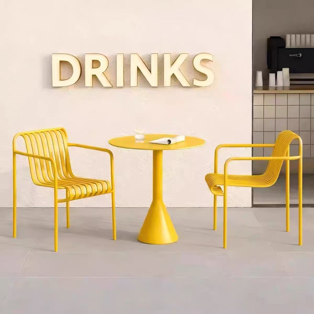 Nordic Style Leisure Courtyard Outdoor Tables and Chairs Cafe Open-Air Balcony Garden Outdoor Waterproof and Sun-Proof Table and Chair Set