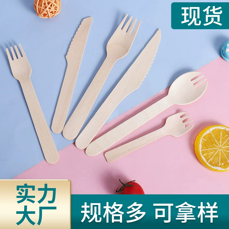 Одноразовый деревянный нож, вилка и ложка посуда Десертная Ложка деревянная посуда Милая ложка производитель в наличии