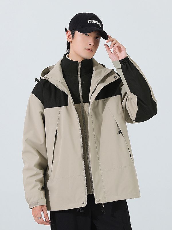 Chaqueta de invierno al aire libre para hombres y mujeres tres en uno de dos piezas de lana engrosada chaqueta de alpinismo a prueba de viento al por mayor en vivo