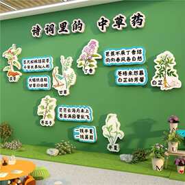 中草药馆贴纸画文化幼儿园环创板材料主题成品班教室墙面装饰走廊