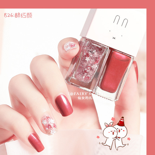 Nail polish wholesale protective nail polish glossy transparent nail polish no-bake long-lasting no-chipping Twin Nail Polish Cross-border