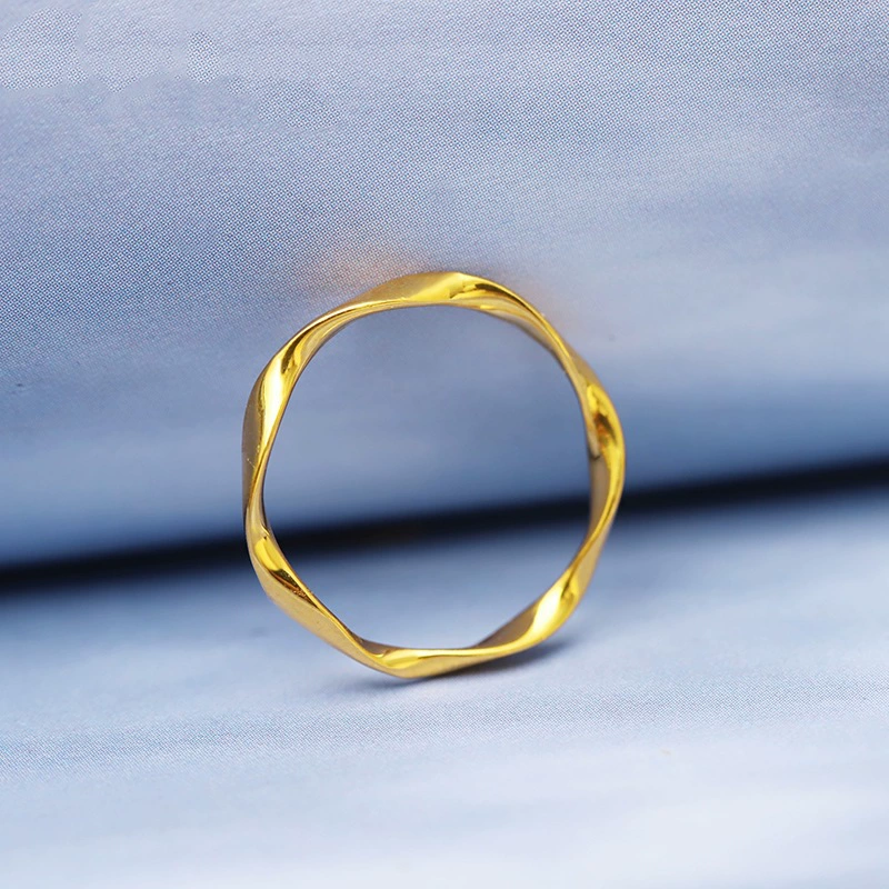Кольцо Мёбиуса из золота 18 карат, простое кольцо Au750, цветное золото, однотонное кольцо для пары без формы, золото в форме ракушки