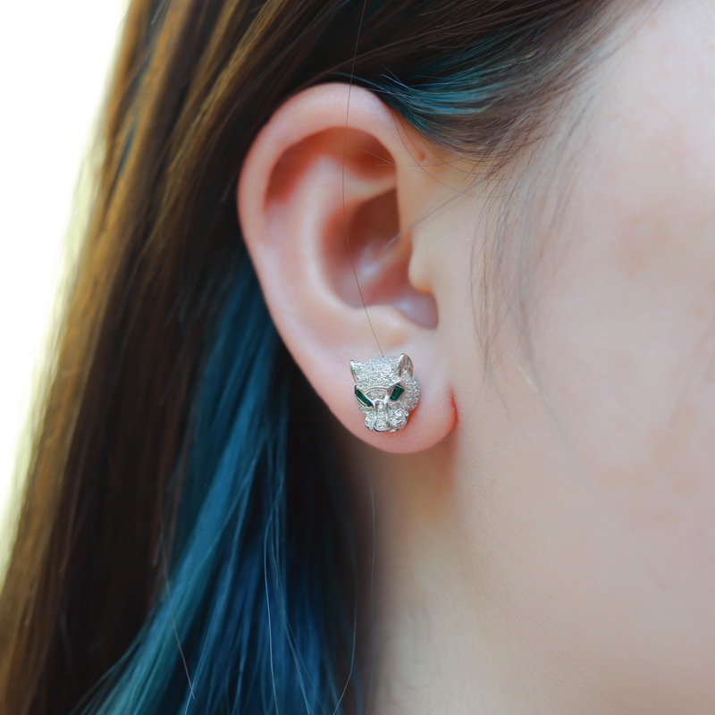 Diseño de personalidad transfronterizo Pendientes de diamantes completos de guepardo mujer S925 plata caída en la Vía Láctea Pendientes brillantes Moda europea y americana