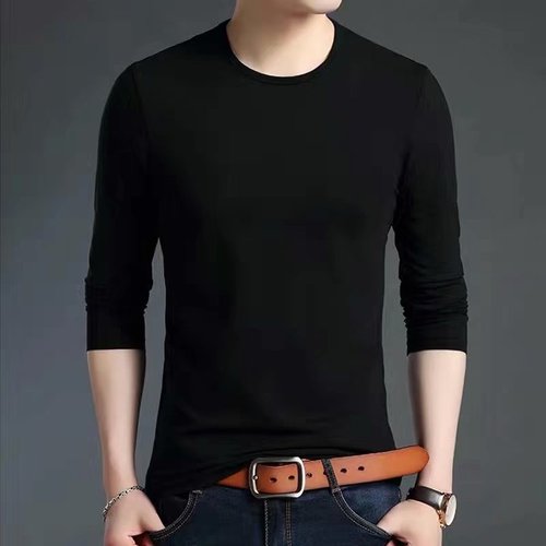 Men's Spring and Autumn Long-Sleeve T-Shirt: Korean-style Trendy Youth-Ready, Versatile, Slim-fit Crewneck Base Layer for Cooler Seasons