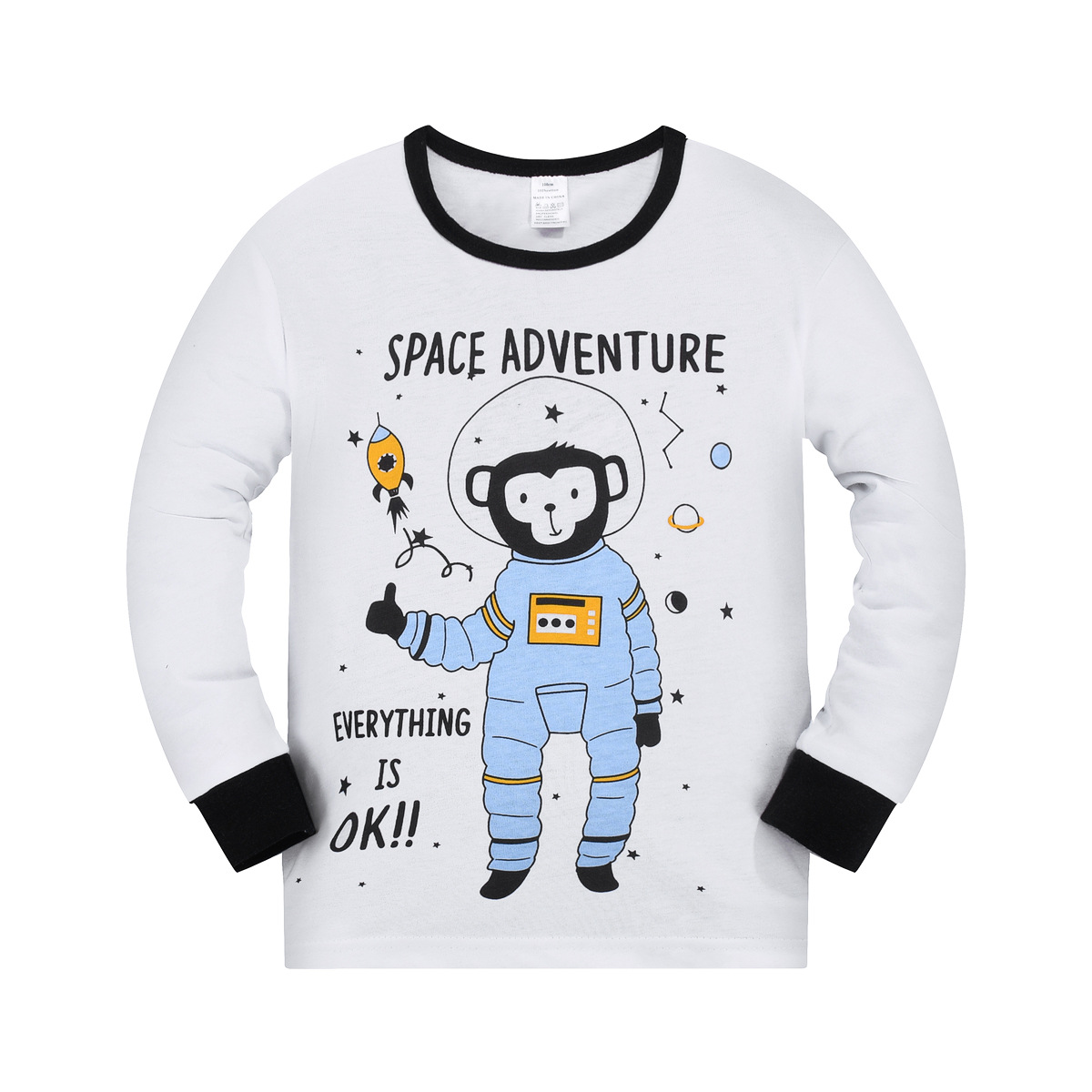 Invierno de los nuevos niños pijamas algodón europeos y americanos cohete astronauta impreso desgaste del hogar traje Comercio exterior al por mayor