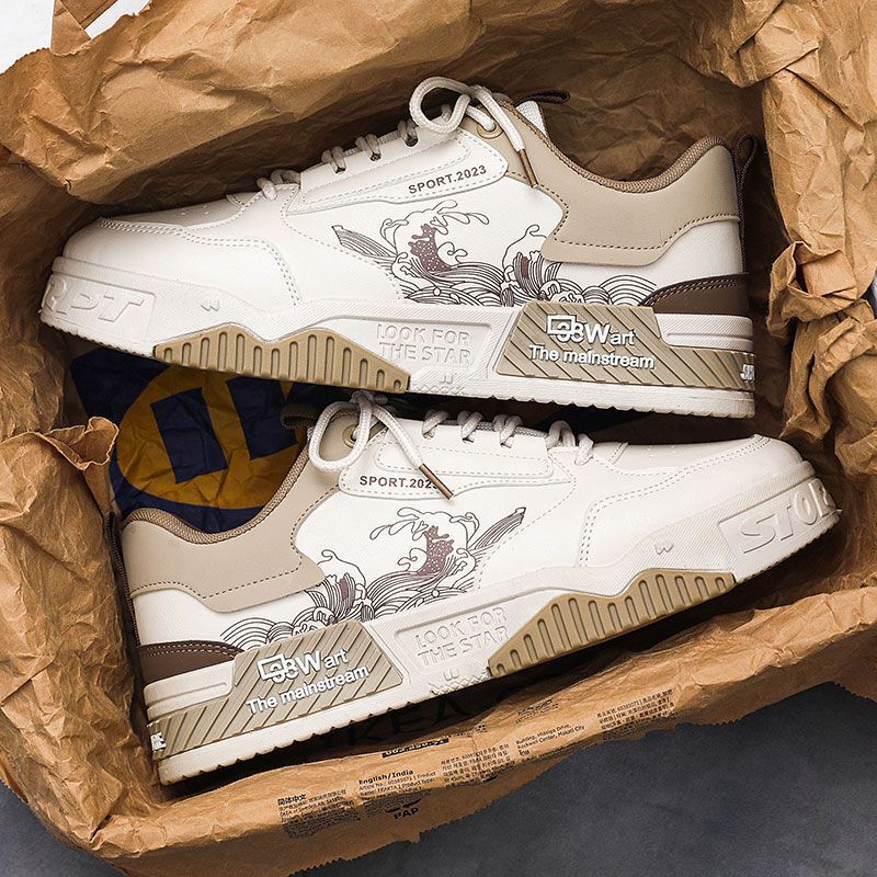 Unique Original Versatile Height-Increasing White Sneakers Summer Casual Sports High-Top Trendy Shoes Chinese Style Men's Shoes Spring and Autumn