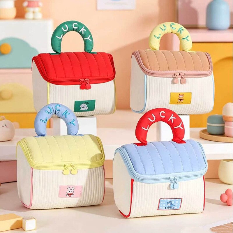 Souvenir Velvet Large Capacity Cute Little House Contrasting Color Cosmetic Bag Portable Waterproof Travel Toiletries Storage Bag