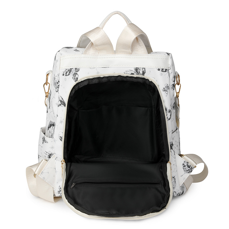 Mochila antirrobo para mujer 2024 otoño nueva mochila de cuero suave para mujer impresión de moda mochila de viaje de gran capacidad marea