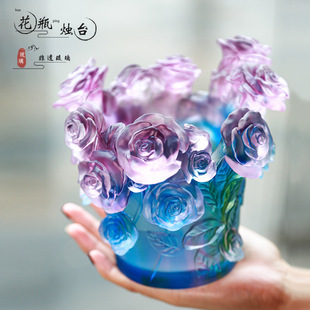 Glass Vase Rose Candlestick Butterfly Orchid Vase Living Room Decoration Ornaments Study Tea Room Desktop Display Crafts