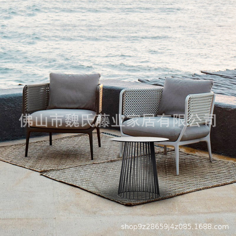 Sofá al aire libre a prueba de agua y protección solar jardín patio balcón sofá silla sola persona sofá de caña mesa de té combinación